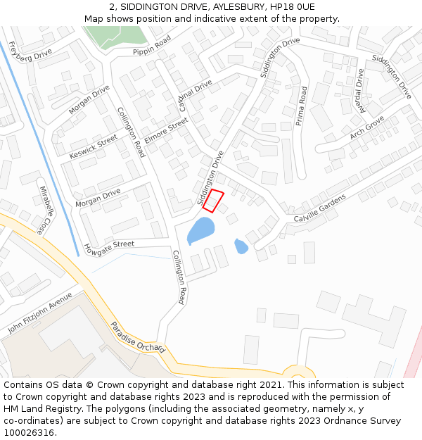 2, SIDDINGTON DRIVE, AYLESBURY, HP18 0UE: Location map and indicative extent of plot