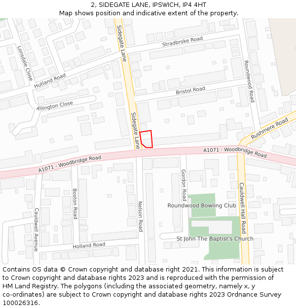 2, SIDEGATE LANE, IPSWICH, IP4 4HT: Location map and indicative extent of plot
