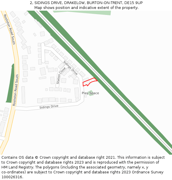 2, SIDINGS DRIVE, DRAKELOW, BURTON-ON-TRENT, DE15 9UP: Location map and indicative extent of plot