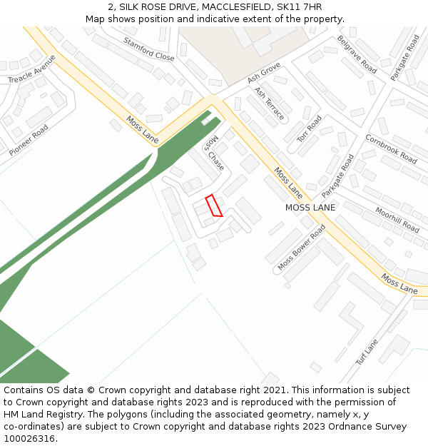 2, SILK ROSE DRIVE, MACCLESFIELD, SK11 7HR: Location map and indicative extent of plot
