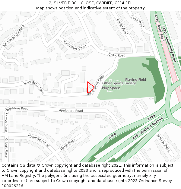 2, SILVER BIRCH CLOSE, CARDIFF, CF14 1EL: Location map and indicative extent of plot