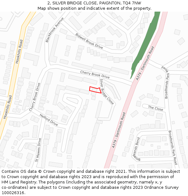 2, SILVER BRIDGE CLOSE, PAIGNTON, TQ4 7NW: Location map and indicative extent of plot