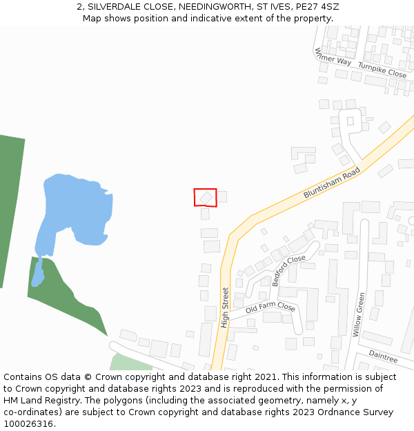 2, SILVERDALE CLOSE, NEEDINGWORTH, ST IVES, PE27 4SZ: Location map and indicative extent of plot