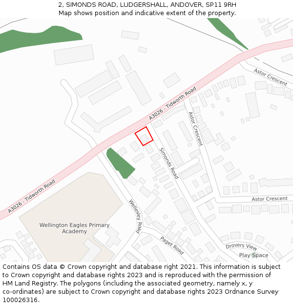 2, SIMONDS ROAD, LUDGERSHALL, ANDOVER, SP11 9RH: Location map and indicative extent of plot
