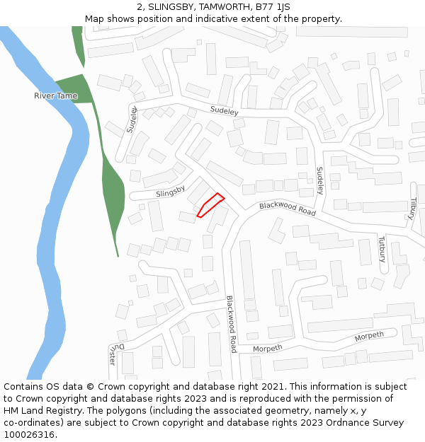 2, SLINGSBY, TAMWORTH, B77 1JS: Location map and indicative extent of plot