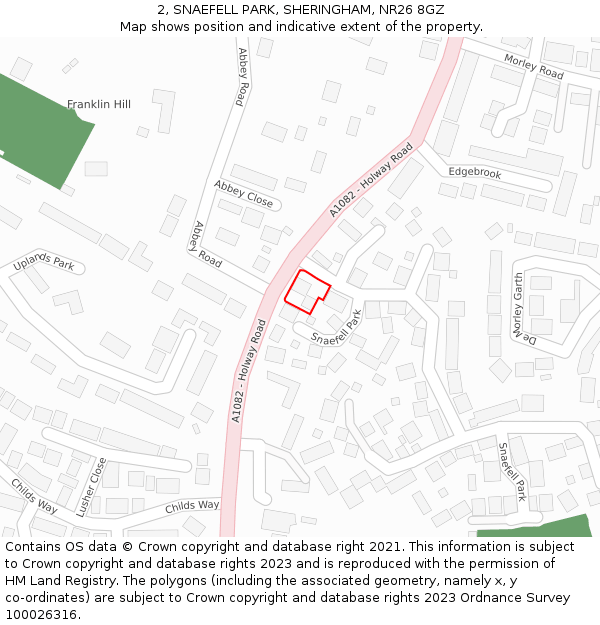 2, SNAEFELL PARK, SHERINGHAM, NR26 8GZ: Location map and indicative extent of plot