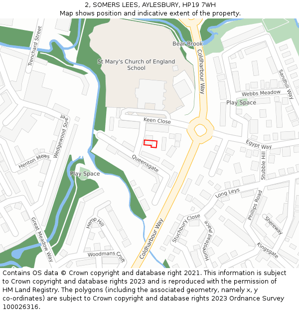 2, SOMERS LEES, AYLESBURY, HP19 7WH: Location map and indicative extent of plot