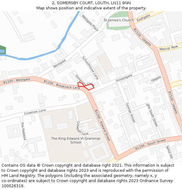 2, SOMERSBY COURT, LOUTH, LN11 9NN: Location map and indicative extent of plot