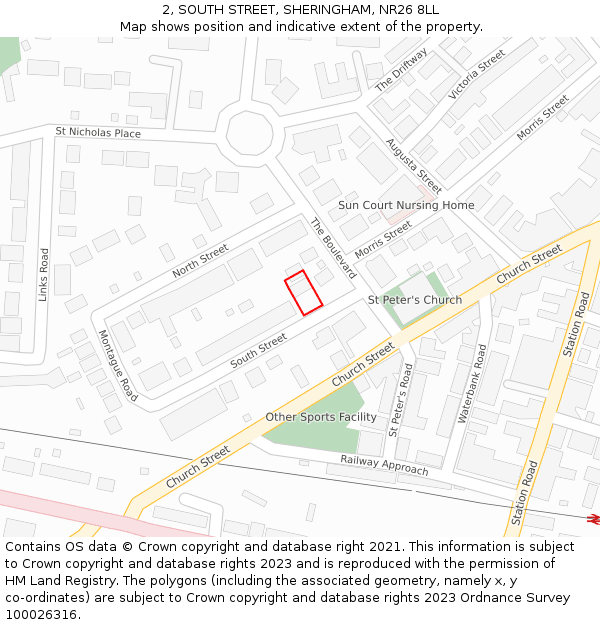 2, SOUTH STREET, SHERINGHAM, NR26 8LL: Location map and indicative extent of plot