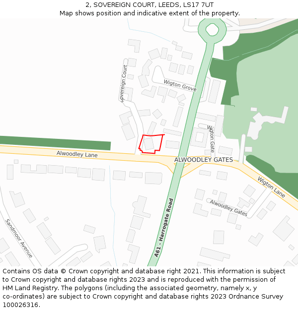 2, SOVEREIGN COURT, LEEDS, LS17 7UT: Location map and indicative extent of plot