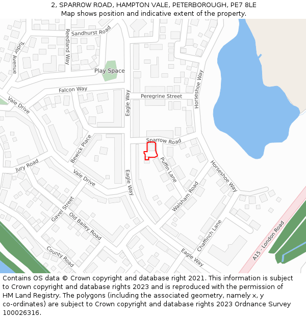 2, SPARROW ROAD, HAMPTON VALE, PETERBOROUGH, PE7 8LE: Location map and indicative extent of plot