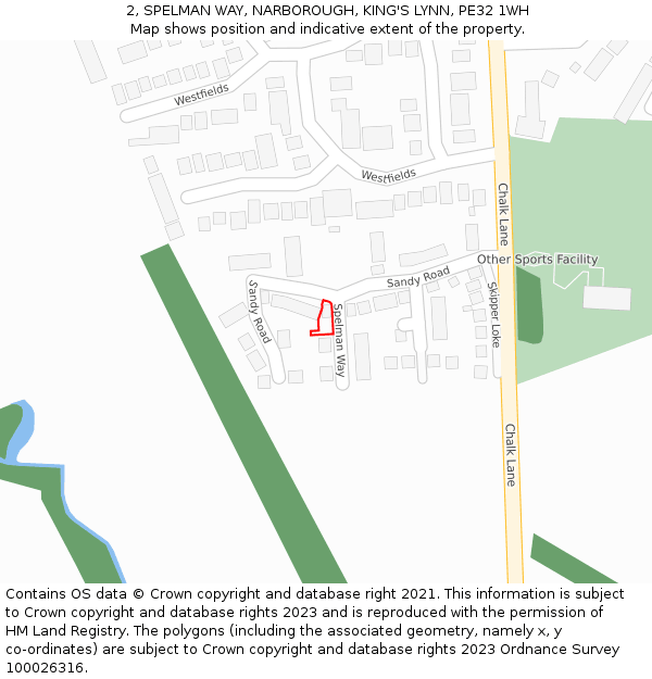 2, SPELMAN WAY, NARBOROUGH, KING'S LYNN, PE32 1WH: Location map and indicative extent of plot