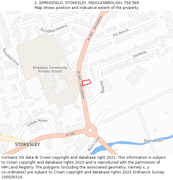 2, SPRINGFIELD, STOKESLEY, MIDDLESBROUGH, TS9 5ER: Location map and indicative extent of plot