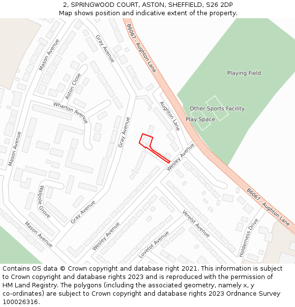 2, SPRINGWOOD COURT, ASTON, SHEFFIELD, S26 2DP: Location map and indicative extent of plot