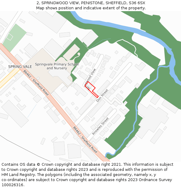 2, SPRINGWOOD VIEW, PENISTONE, SHEFFIELD, S36 6SX: Location map and indicative extent of plot