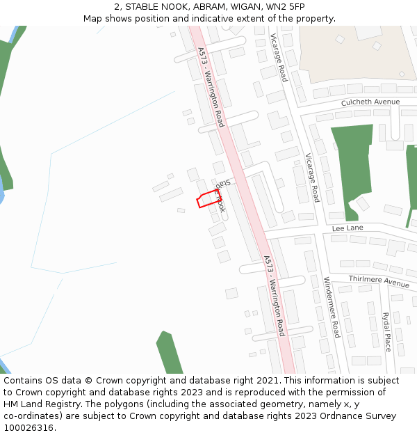 2, STABLE NOOK, ABRAM, WIGAN, WN2 5FP: Location map and indicative extent of plot