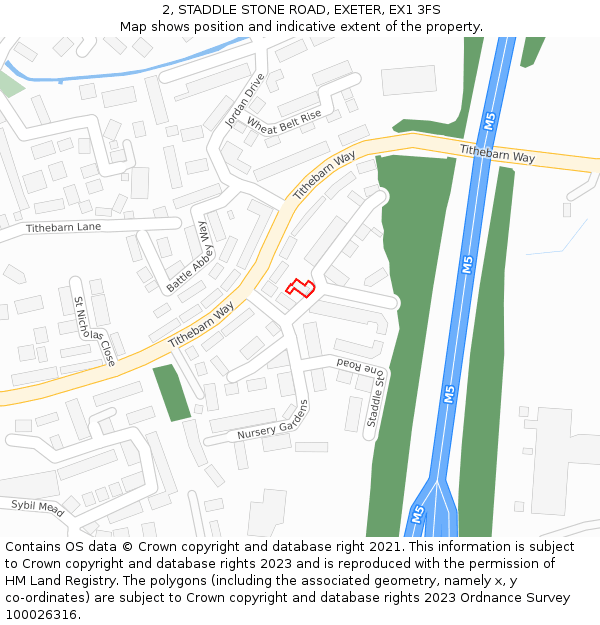 2, STADDLE STONE ROAD, EXETER, EX1 3FS: Location map and indicative extent of plot
