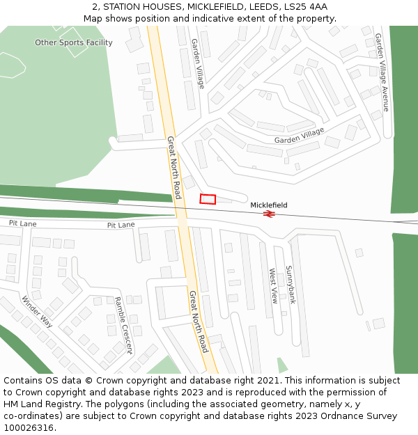 2, STATION HOUSES, MICKLEFIELD, LEEDS, LS25 4AA: Location map and indicative extent of plot