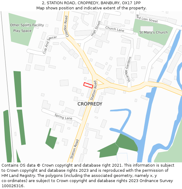 2, STATION ROAD, CROPREDY, BANBURY, OX17 1PP: Location map and indicative extent of plot