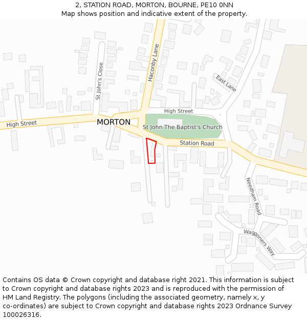 2, STATION ROAD, MORTON, BOURNE, PE10 0NN: Location map and indicative extent of plot