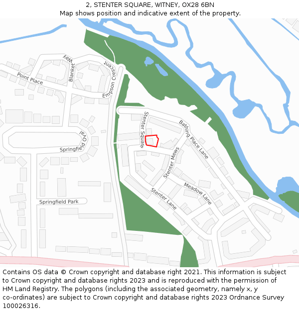 2, STENTER SQUARE, WITNEY, OX28 6BN: Location map and indicative extent of plot