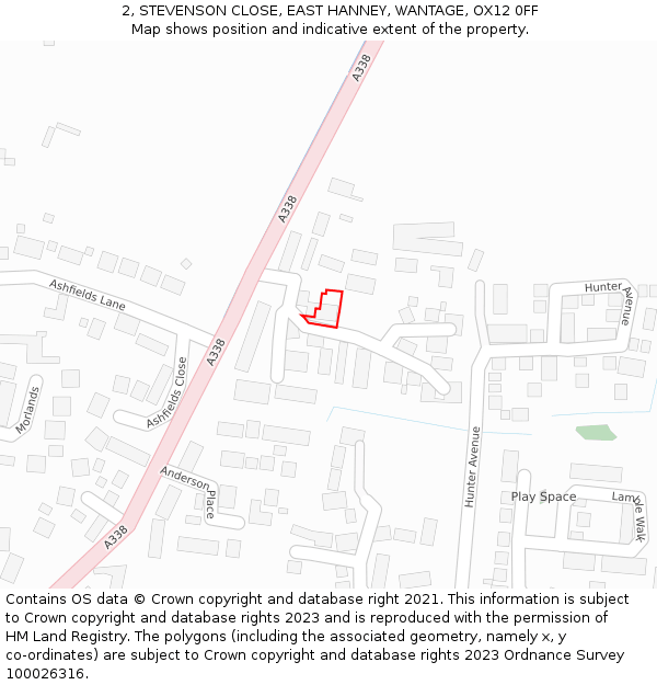 2, STEVENSON CLOSE, EAST HANNEY, WANTAGE, OX12 0FF: Location map and indicative extent of plot