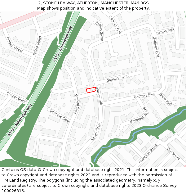2, STONE LEA WAY, ATHERTON, MANCHESTER, M46 0GS: Location map and indicative extent of plot