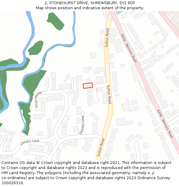 2, STONEHURST DRIVE, SHREWSBURY, SY2 6DF: Location map and indicative extent of plot