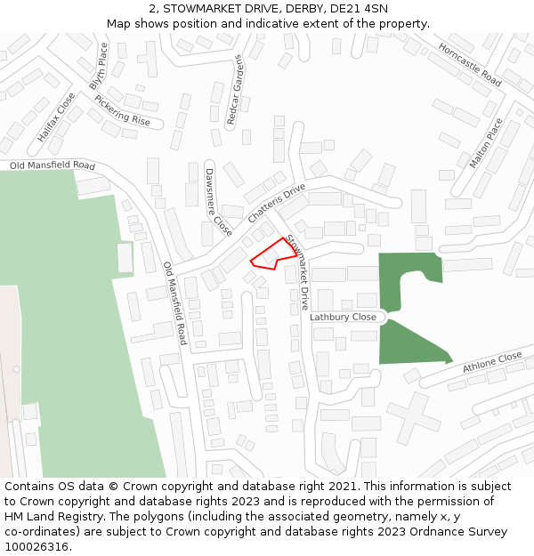 2, STOWMARKET DRIVE, DERBY, DE21 4SN: Location map and indicative extent of plot