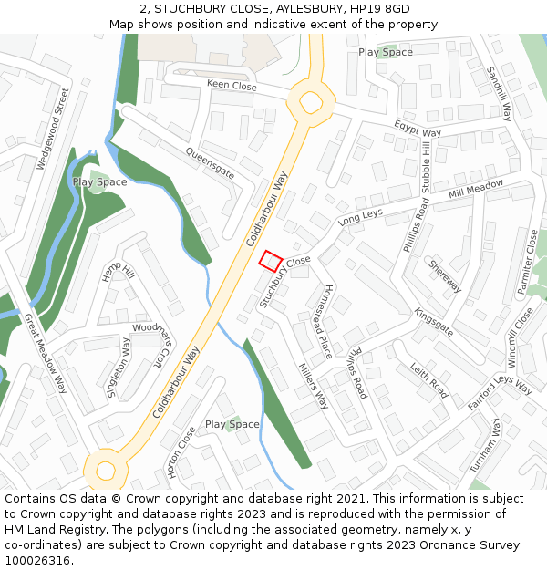 2, STUCHBURY CLOSE, AYLESBURY, HP19 8GD: Location map and indicative extent of plot