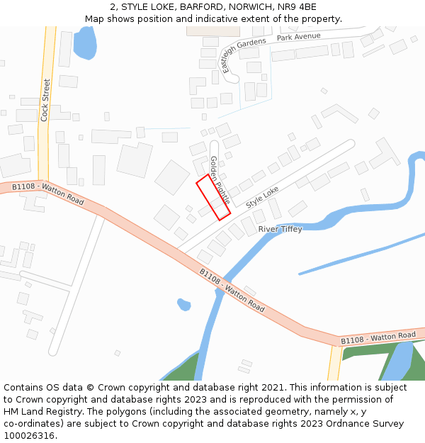 2, STYLE LOKE, BARFORD, NORWICH, NR9 4BE: Location map and indicative extent of plot
