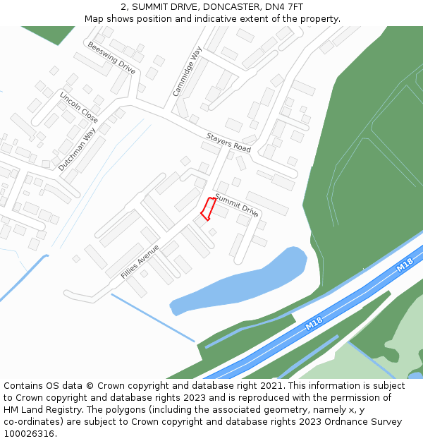 2, SUMMIT DRIVE, DONCASTER, DN4 7FT: Location map and indicative extent of plot