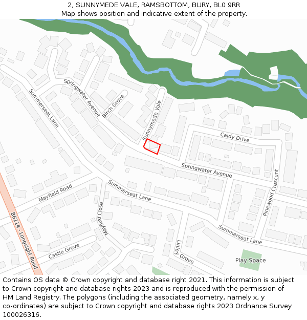 2, SUNNYMEDE VALE, RAMSBOTTOM, BURY, BL0 9RR: Location map and indicative extent of plot