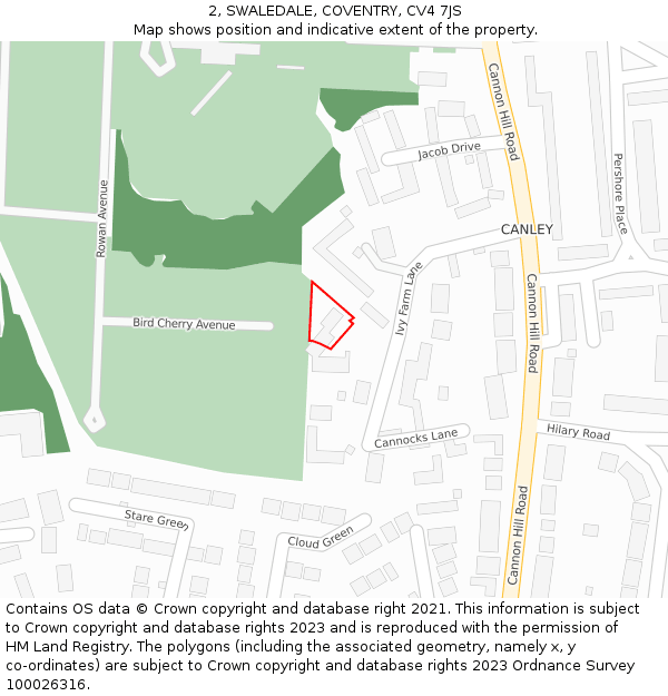 2, SWALEDALE, COVENTRY, CV4 7JS: Location map and indicative extent of plot