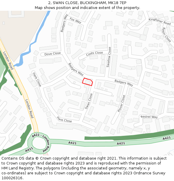 2, SWAN CLOSE, BUCKINGHAM, MK18 7EP: Location map and indicative extent of plot