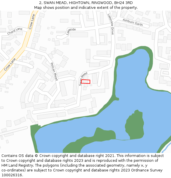 2, SWAN MEAD, HIGHTOWN, RINGWOOD, BH24 3RD: Location map and indicative extent of plot
