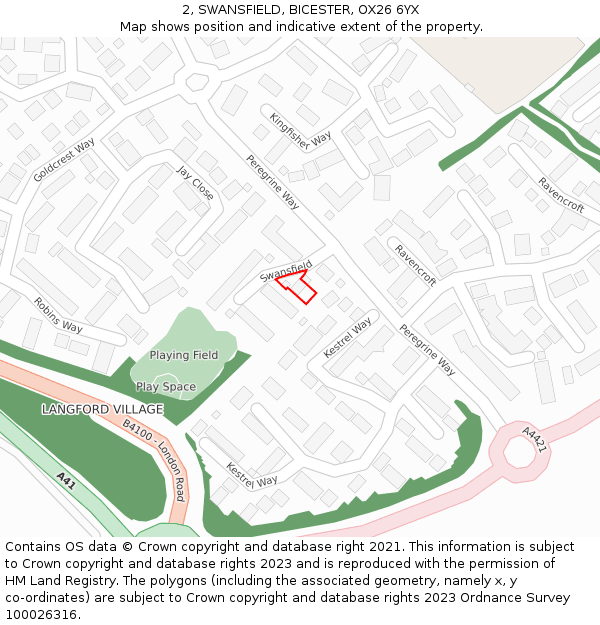2, SWANSFIELD, BICESTER, OX26 6YX: Location map and indicative extent of plot