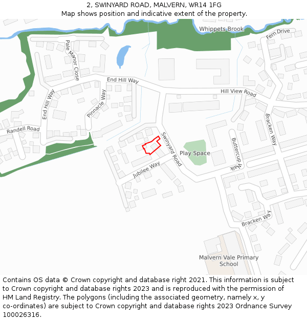 2, SWINYARD ROAD, MALVERN, WR14 1FG: Location map and indicative extent of plot