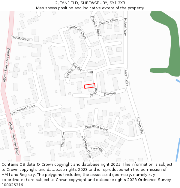 2, TANFIELD, SHREWSBURY, SY1 3XR: Location map and indicative extent of plot