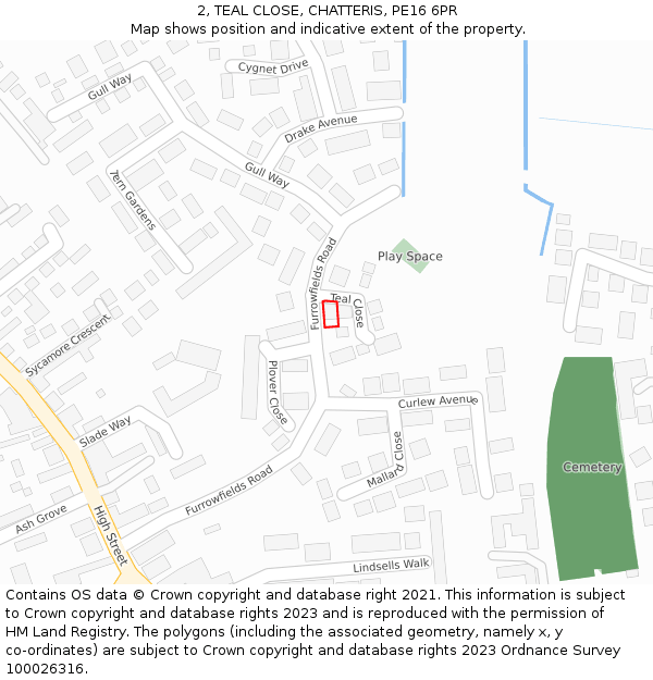 2, TEAL CLOSE, CHATTERIS, PE16 6PR: Location map and indicative extent of plot