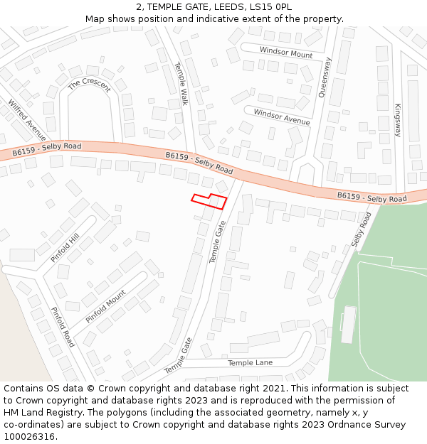 2, TEMPLE GATE, LEEDS, LS15 0PL: Location map and indicative extent of plot