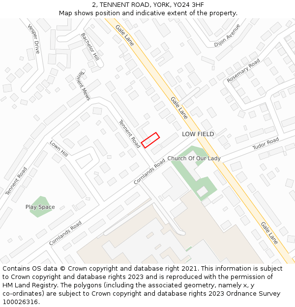2, TENNENT ROAD, YORK, YO24 3HF: Location map and indicative extent of plot