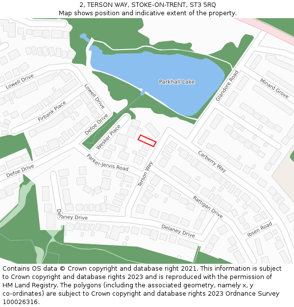 2, TERSON WAY, STOKE-ON-TRENT, ST3 5RQ: Location map and indicative extent of plot
