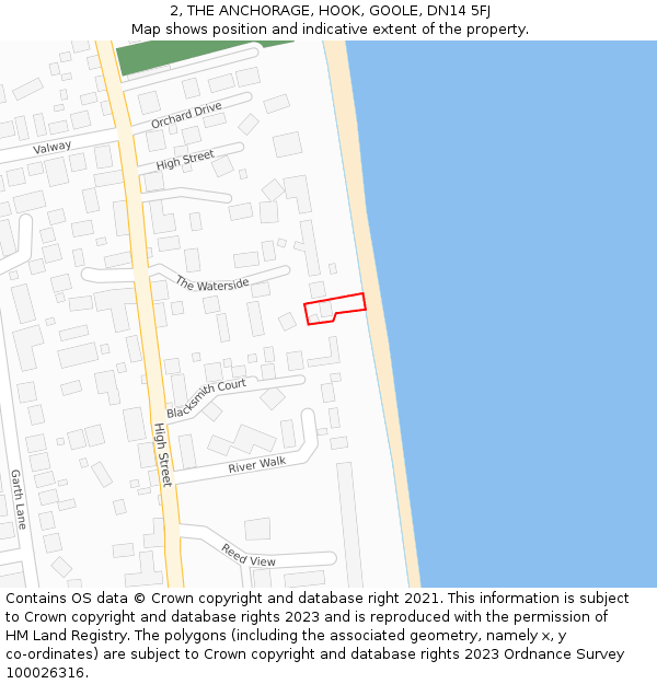 2, THE ANCHORAGE, HOOK, GOOLE, DN14 5FJ: Location map and indicative extent of plot