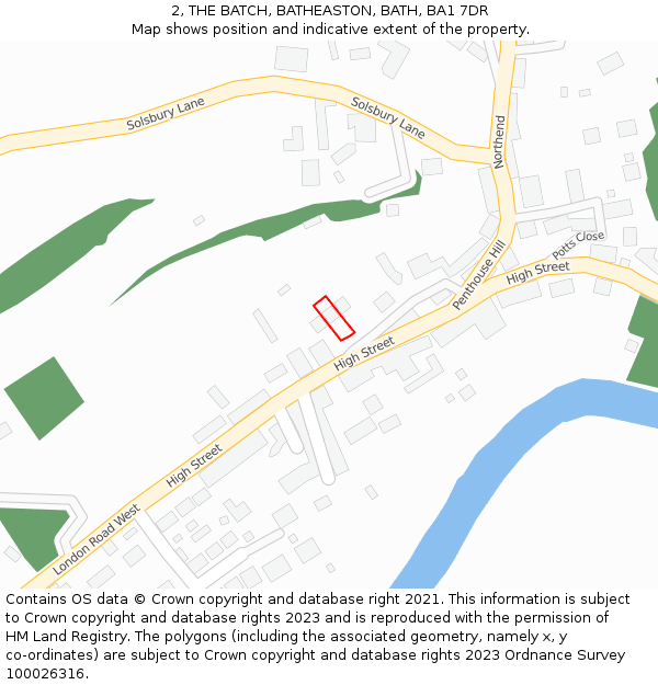 2, THE BATCH, BATHEASTON, BATH, BA1 7DR: Location map and indicative extent of plot