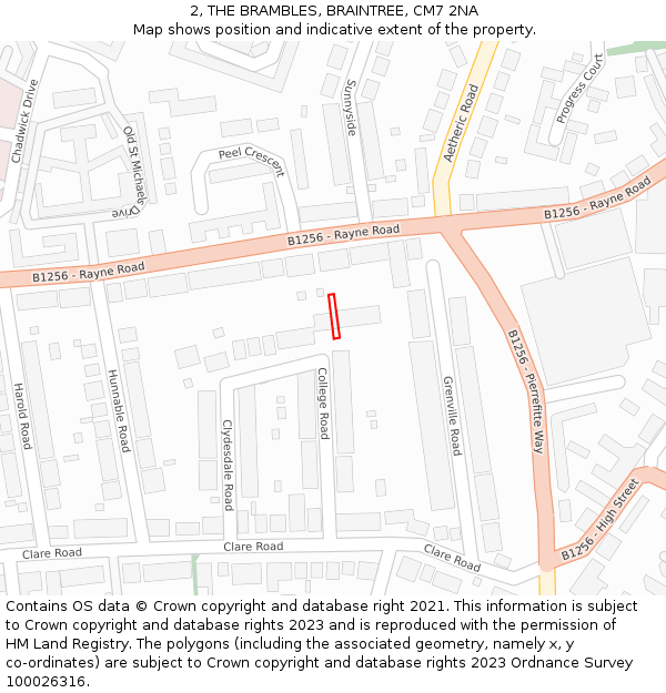 2, THE BRAMBLES, BRAINTREE, CM7 2NA: Location map and indicative extent of plot