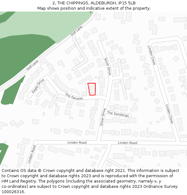 2, THE CHIPPINGS, ALDEBURGH, IP15 5LB: Location map and indicative extent of plot