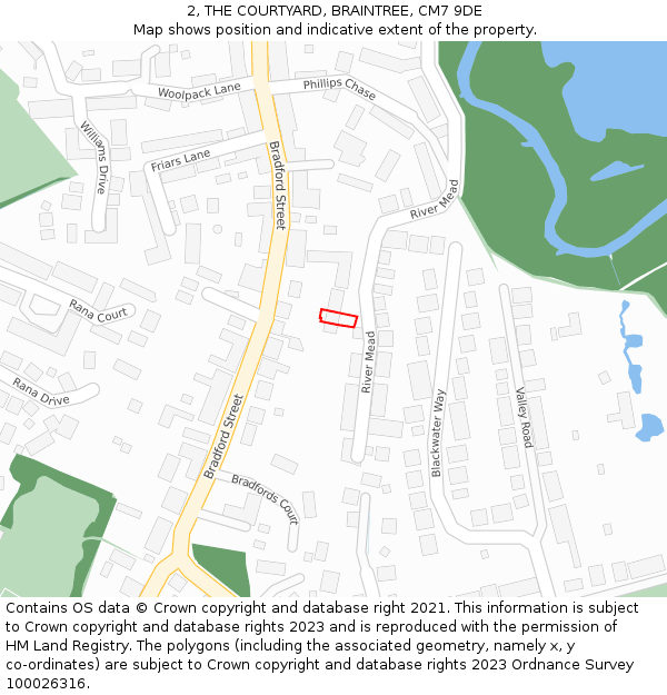 2, THE COURTYARD, BRAINTREE, CM7 9DE: Location map and indicative extent of plot