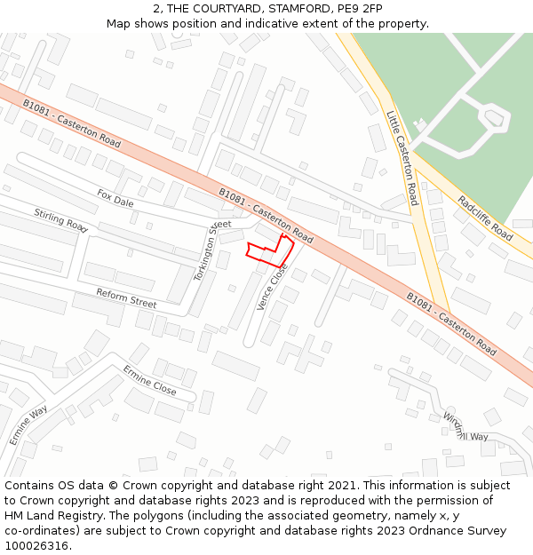 2, THE COURTYARD, STAMFORD, PE9 2FP: Location map and indicative extent of plot