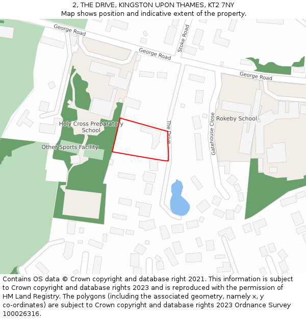 2, THE DRIVE, KINGSTON UPON THAMES, KT2 7NY: Location map and indicative extent of plot